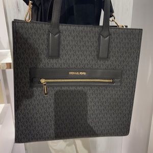 MICHAEL KORS KENLY LARGE NS GRAPHIC LOGO TOTE SATCHEL SHOULDER BAGMK SIGNATURE